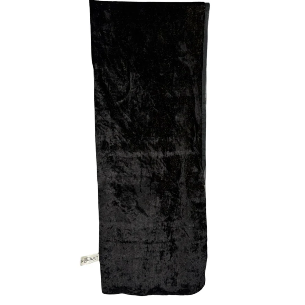 Oscar de la Renta Studio Evening Scarf Unisex Black Velvet Gold Metallic Formal